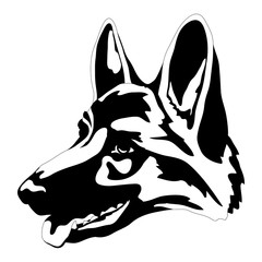 German Shepherd dog head vector illustration black silhouette