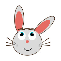 grey avatar rabbit with emotional expression,vector graphic