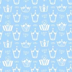 Seamless pattern with crowns for boys
