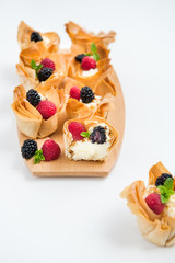 Homemade Filo Pastry Baskets with Mascarpone Cream and Berries