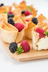 Homemade Filo Pastry Baskets with Mascarpone Cream and Berries