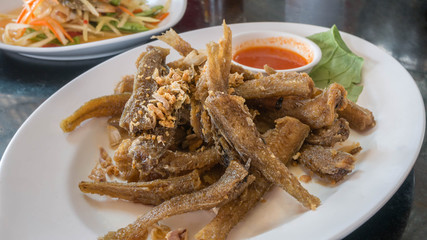 Fried fish on dish