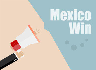 Mexico win. Flat design vector business illustration concept Digital marketing business man holding megaphone for website and promotion banners.