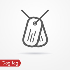 Army tag in line style. Typical simplistic dog tag. Dog tag isolated icon with shadow. Tag plates vector stock image. - 113921977