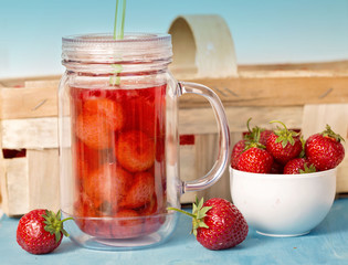 fresh  strawberry compote with ripe red strawberry