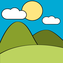 Fototapeta premium cartoon country landscape scenery vector illustration 