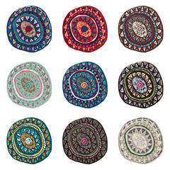 Hand drawn colorful Indian art ornaments in boho style weaves an