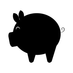black pig moneybox with white eye over isolated background,vector illustration