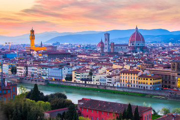 Fototapeta na wymiar Florence skyline at night in Italy