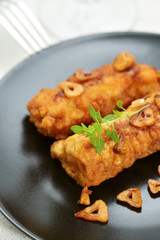battered and fried cod fillets