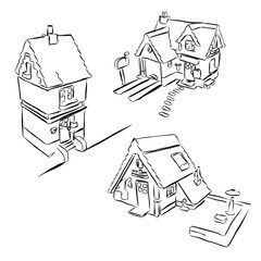 Drei Häuser Skizzen Miniaturansicht