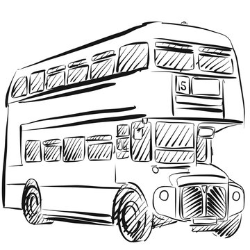 London Bus Doppeldecker Skizze