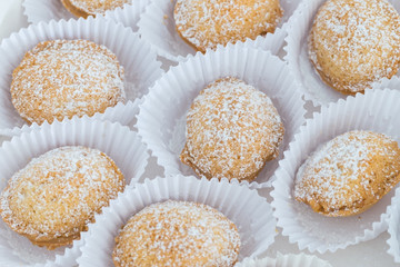 Cookies with sugar closeup.