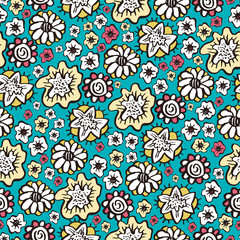 Hand drawn floral seamless patterns ornaments in boho style.Vect