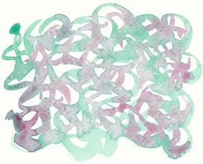 abstract purple green chaos textures watercolor background