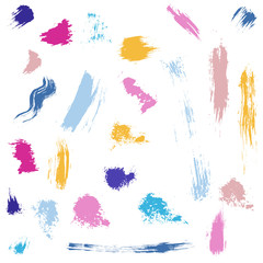 Set of vector colorful ink blot created with dry brush
