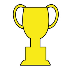 yellow trophy front view over isolated background,vector illustration