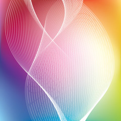 Abstract vector mesh background and twisted white lines , color gradient, vector wallpaper, twisted rainbow