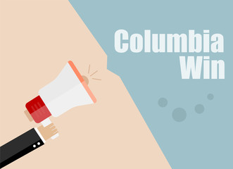 Columbia win. Flat design vector business illustration concept Digital marketing business man holding megaphone for website and promotion banners.