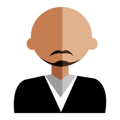 cartoon avatar man with coloful hair wearing  moustache front view over isolated background,vector illustration