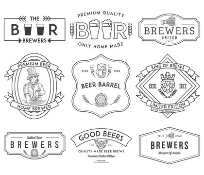 Beer Brewers Badges Black on White