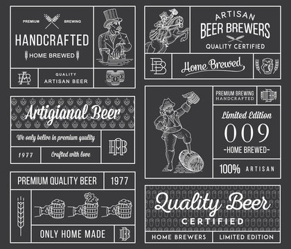 Beer Brewers Labels White on Black