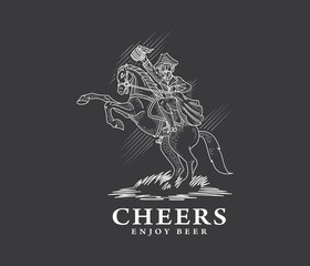 Cheers and Enjoy Beer White on Black