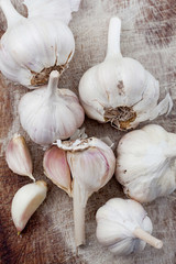 Garlic on a wooden table