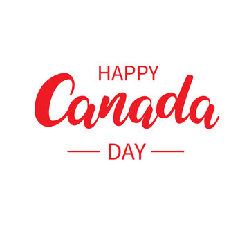 Happy Canada day vector card. Handwritten lettering.