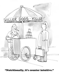 Cartoon about 'killer' hot dogs.