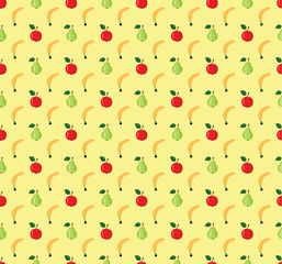 Seamless pattern of fruits on a yellow background