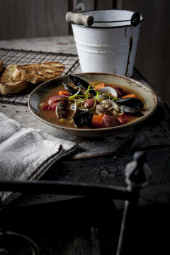 Rustic Bowl of Seafood Soup
