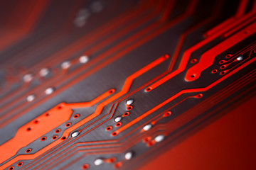 Bokeh electronic circuit close up computer