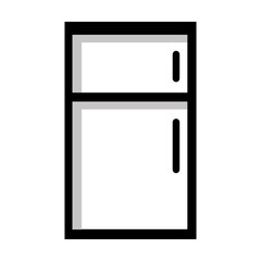 black and white fridge front view over isolated background,vector illustration