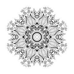 Abstract round ornament with many detail. Mandala. Background