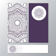 Collection banner templates with mandala pattern. Design for flyer, greeting or invitation card