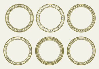 Set of six vector decorative round frames
