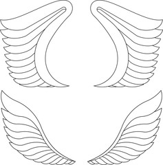 Two pairs of outlined vector wings.