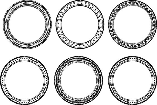 Set of six grunge vector templates for rubber stamps