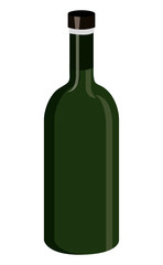 gree  wine bottle front view over isolated background,vector illustration