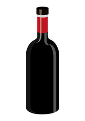 black wine bottle front view over isolated background,vector illustration