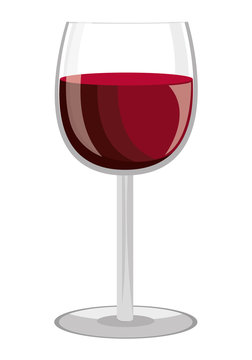 glass of wine  front view over isolated background,vector illustration