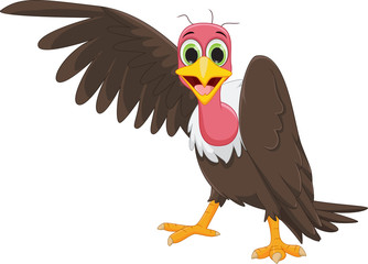 cute vulture cartoon waving