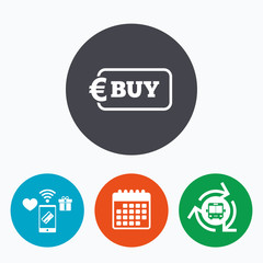 Buy sign icon. Online buying Euro button.