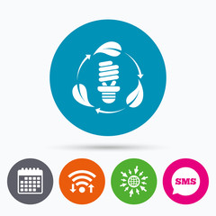 Fluorescent lamp bulb sign icon. Energy saving.