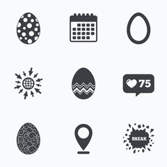 Easter eggs signs. Circles and floral patterns.