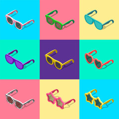 sunglasses set, isometric illustration
