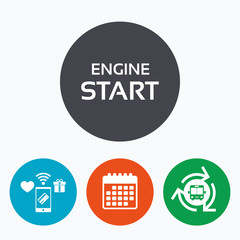 Start engine sign icon. Power button.