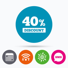 40 percent discount sign icon. Sale symbol.