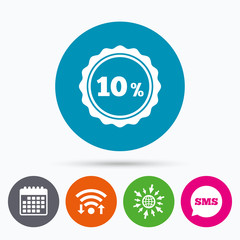 10 percent discount sign icon. Sale symbol.